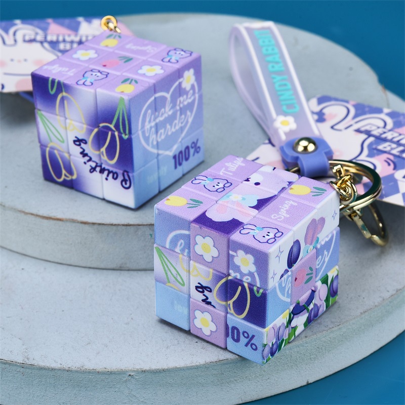 Móc Khóa Hình Khối Rubik Hoạt Hình Sáng Tạo Dễ Thương