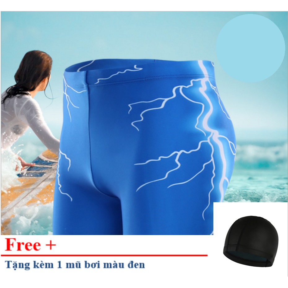 [Combo 2] Quần bơi nam phong cách, cá tính thun co giãn nhanh khô tặng mũ bơi QB 6027