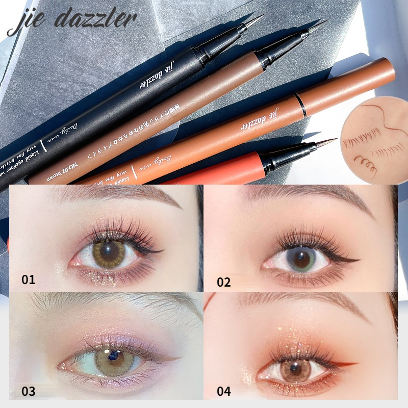 Jie dazzler Bút kẻ mắt dạng lỏng đầu mảnh không thấm nước bền màu không gây chóng mặt cho người mới 