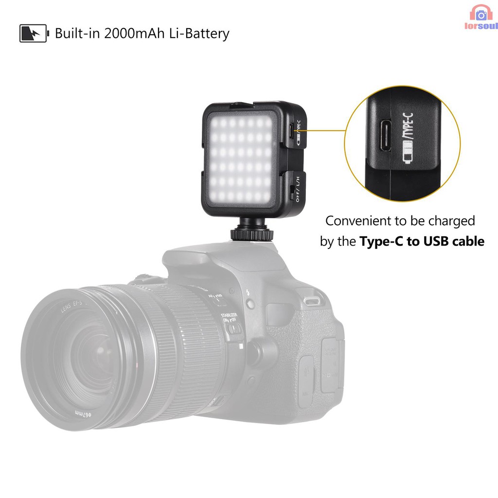 Bộ 2 đèn LED trợ sáng Andoer 42 bóng 6000K siêu sáng nhiệt độ màu ổn định cho máy ảnh Canon Nikon Sony Digital DSLR