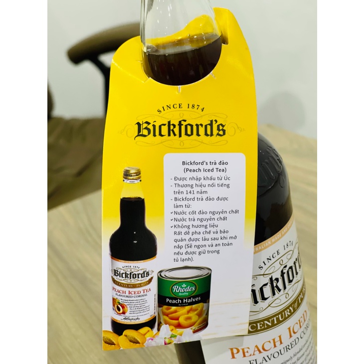 Siro Trà Đào hiệu Bickford's chai 750ml. Hàng công ty có sẵn giao ngay