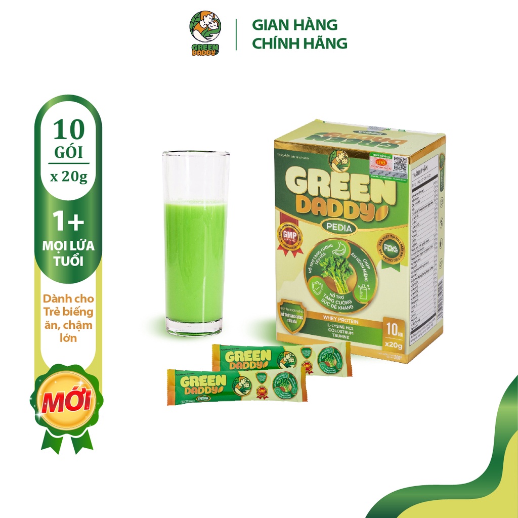 Sữa non Green Daddy Pedia chứa Colostrum, bột cần tây cho trẻ biếng ăn, cải thiện tiêu hoá phù hợp mọi lứa tuổi hộp 200g