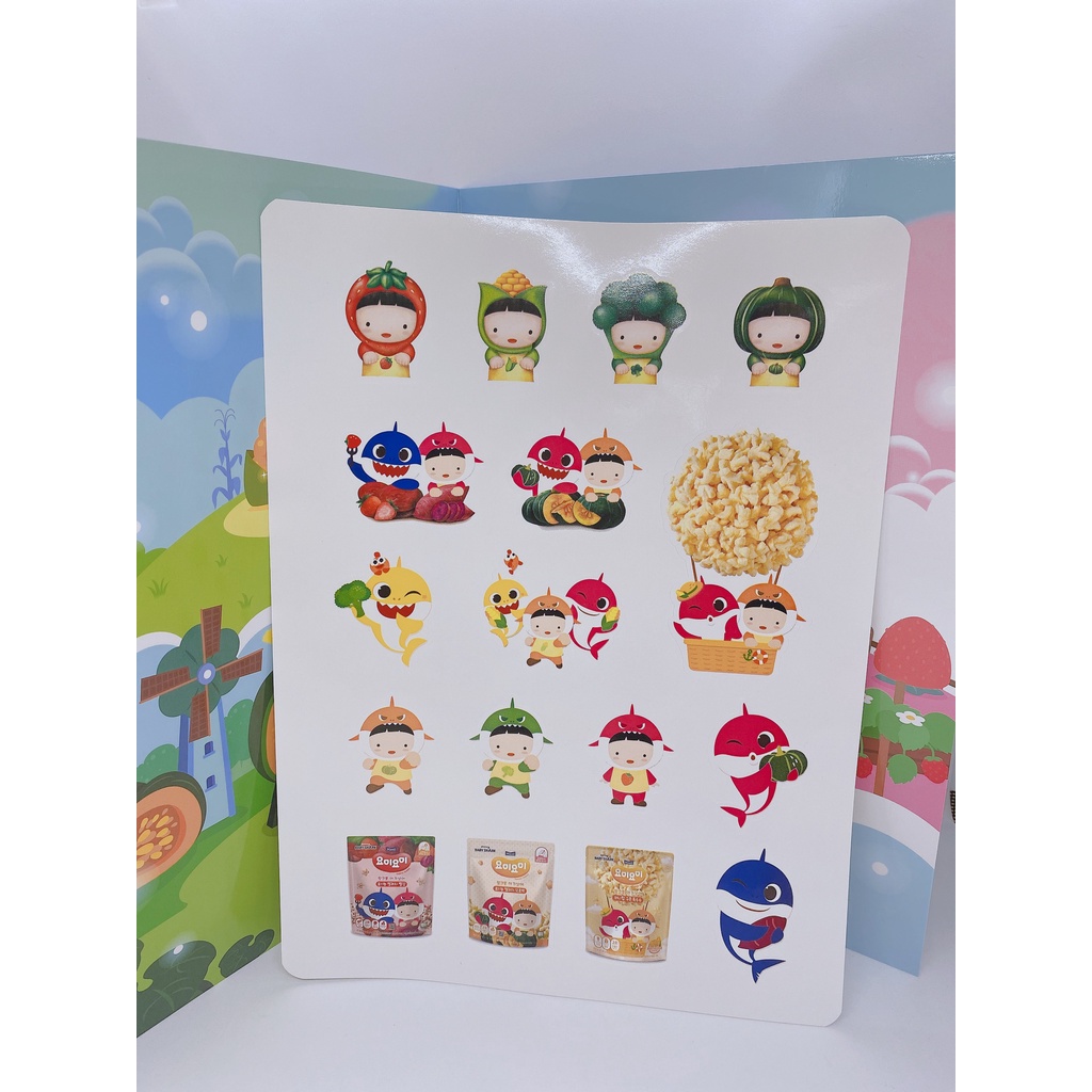 ( HÀNG TẶNG KHÔNG BÁN ) Hình dán Sticker book Yommy Yommy Pinkfong Baby Shark cho bé