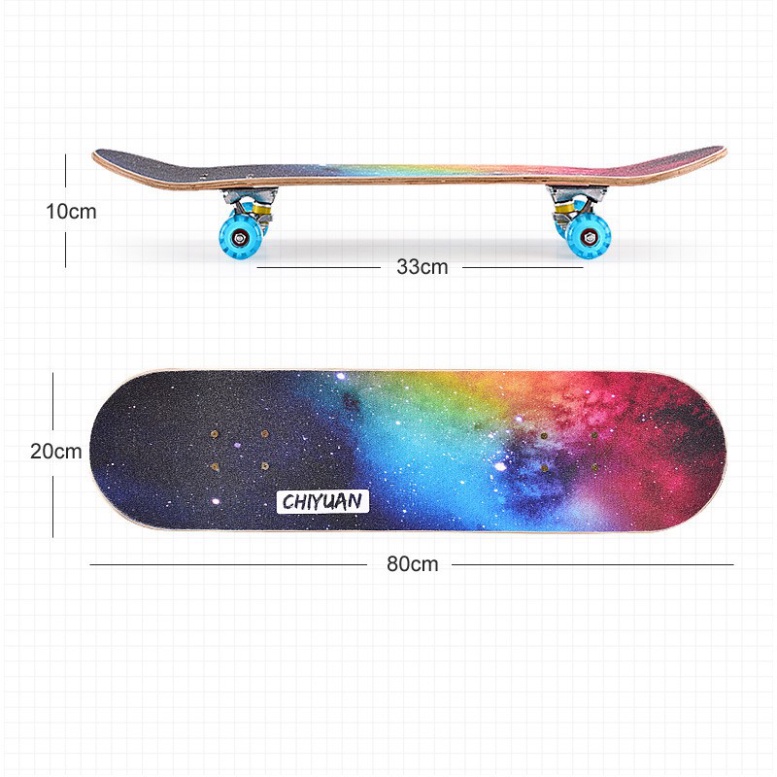 Ván Trượt Thể Thao Skateboard Có Đèn Led Phát Sáng - Ván Trượt Người Lớn Mặt Nhám Cao Cấp Chất Liệu Gỗ Phong Ép 7 Lớp