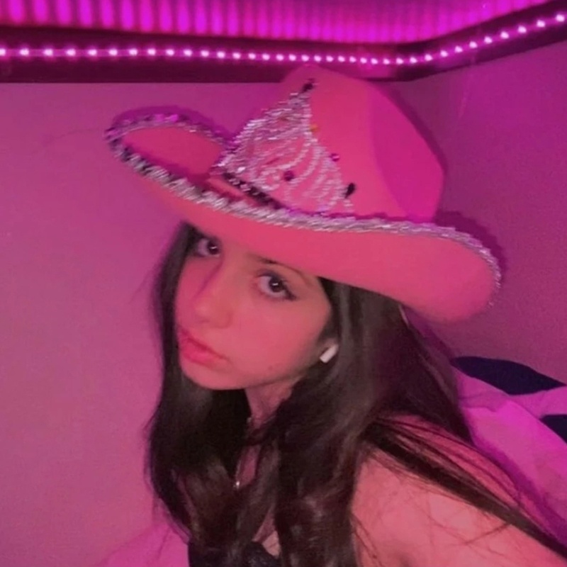 Mũ Cao Bồi Màu Hồng Dùng Làm Đạo Cụ Chụp Ảnh Cho Nữ