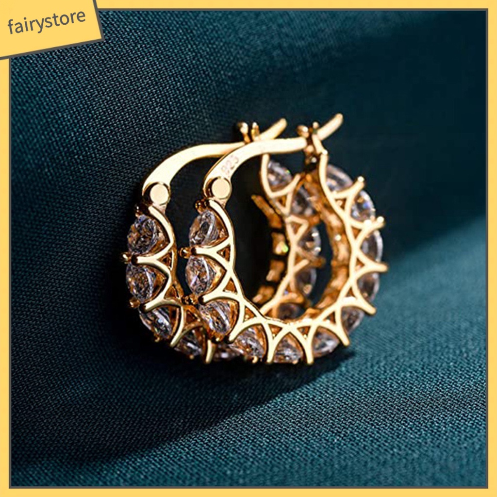 Bông tai hình tròn siêu nhẹ phong cách Pháp thời trang cho nữ