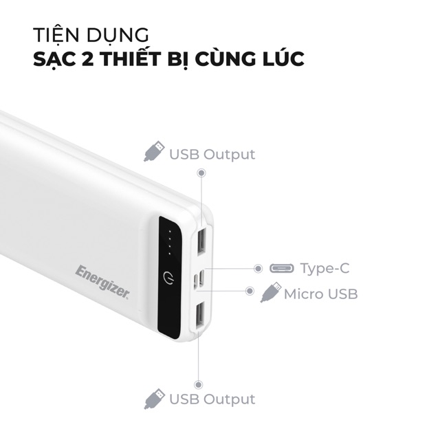 Pin sạc dự phòng Energizer UE20009 chính hãng - 20000mAh