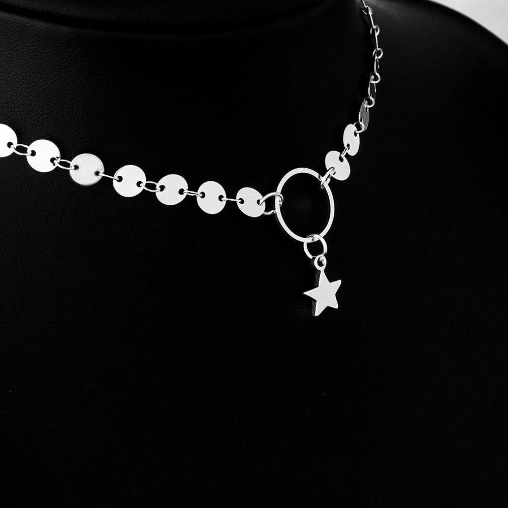 Korean Accessories New Fashion Gold Star Choker Necklace Delicate Trendy Necklace Women Gold Coin Necklace  Gift