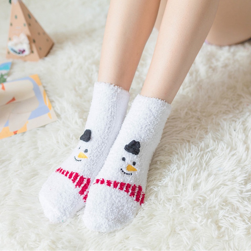 Ygt Vớ Nhung San Hô Dày Ấm Áp Mùa Đông In Hình Hươu 3D Dễ Thương Làm Quà Tặng Giáng Sinh Cho Nữ