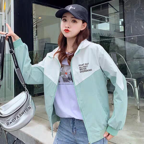 ÁO KHOÁC GIÓ NỮ, KHOÁC DÙ NỮ IN CHỮ SAU LƯNG CỰC XINH