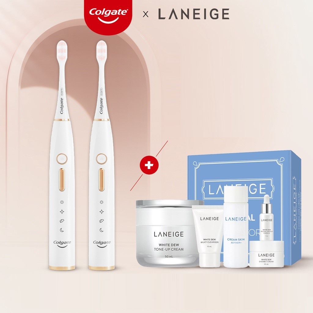 Bộ 2 Bàn chải điện Colgate trắng sáng răng công nghệ sóng âm với 33 chế độ chăm sóc nướu