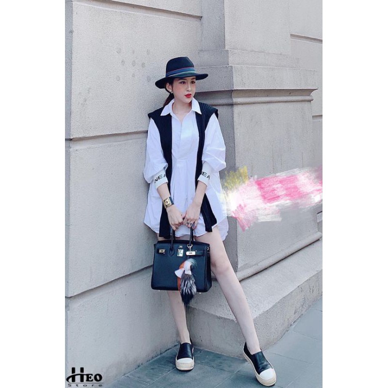 Áo sơ mi thô lụa phối tay