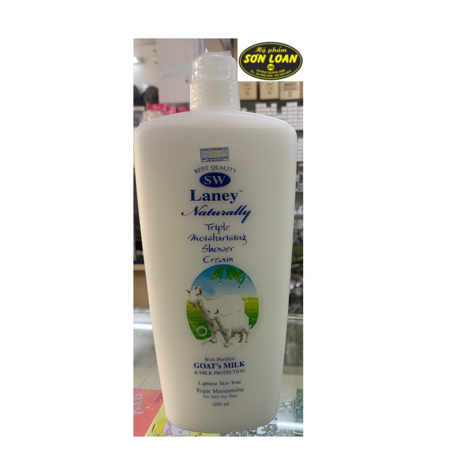 Sữa tắm dê LANEY NATURSLLY của Malaysia 1200ml hương thơm bền lâu,làn da mịn màng