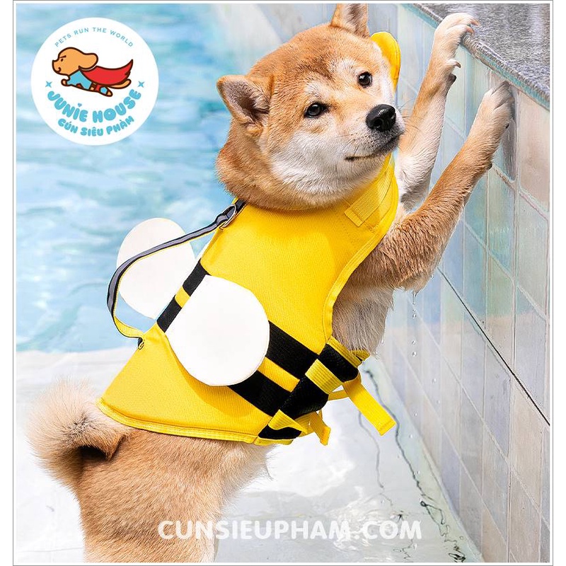 Áo phao bơi ong vàng đi biển cho chó mèo