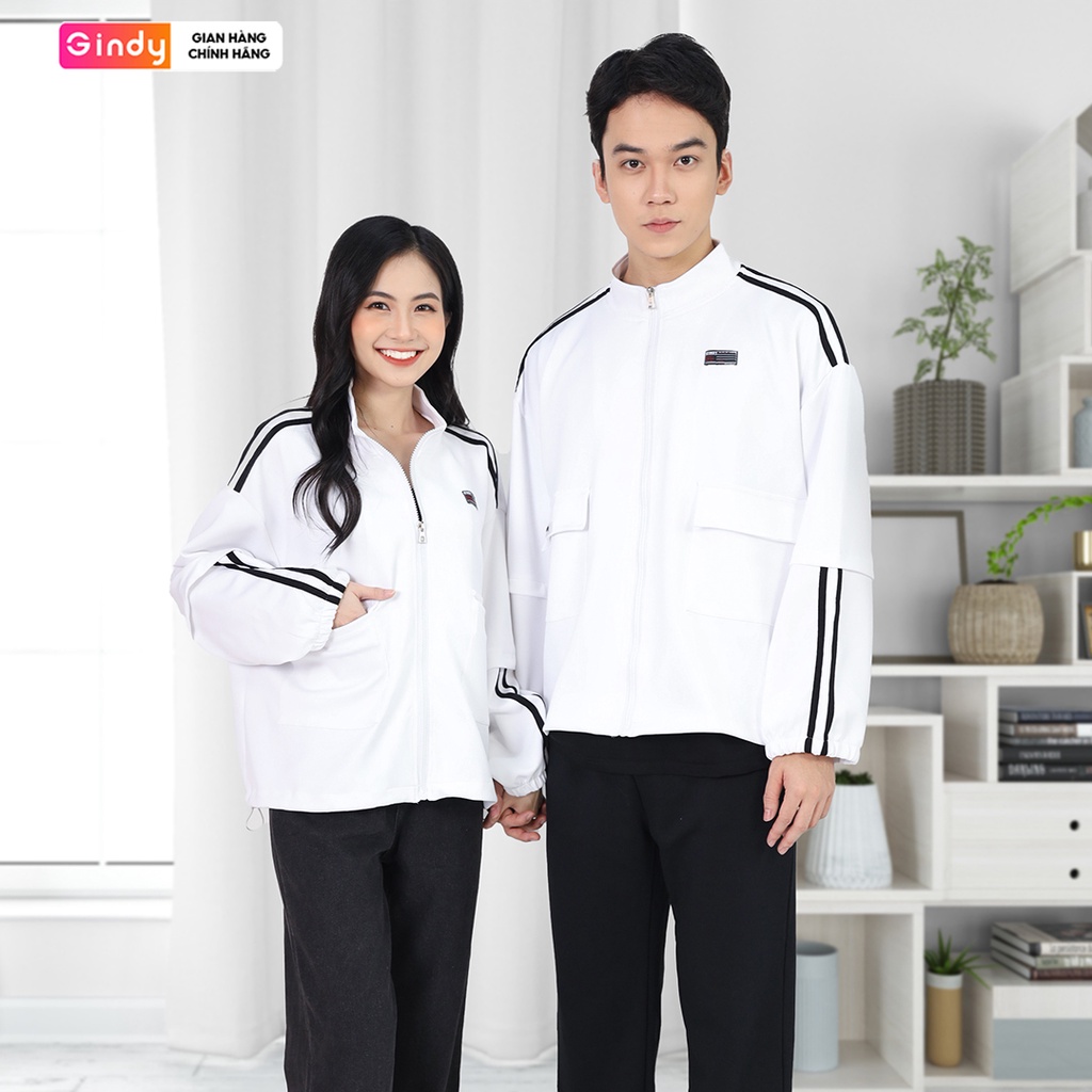 Áo khoác nữ jacket varsity dài tay form rộng khóa kéo GINDY thời trang nữ thu đông Hàn Quốc A12106