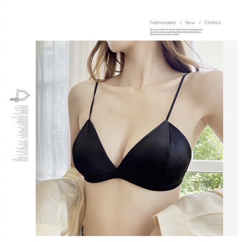 Áo bra Áo lót nữ bralette satin trơn mịn có khóa cài sau quyến rũ pasana0076