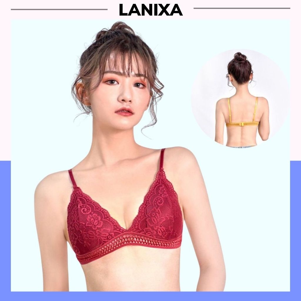 Áo bra nữ ren hoa sexy, Áo ngực nữ không gọng đệm mút mỏng ôm ngực họa tiết đẹp và gợi cảm LANIXA B904
