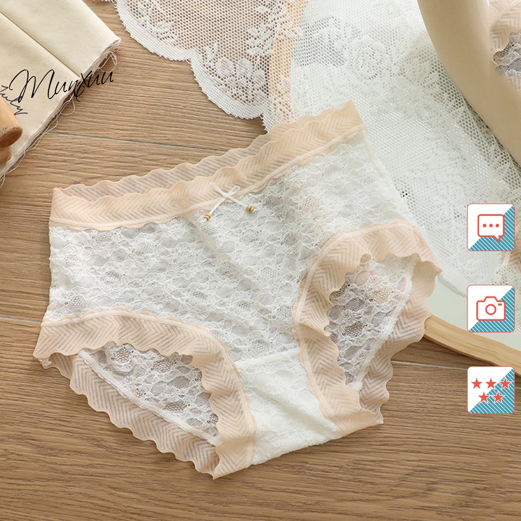 Quần lót nữ ren cao cấp MUNXUU màu pastel chất liệu kháng khuẩn co dãn mềm mại thông hơi - QC78