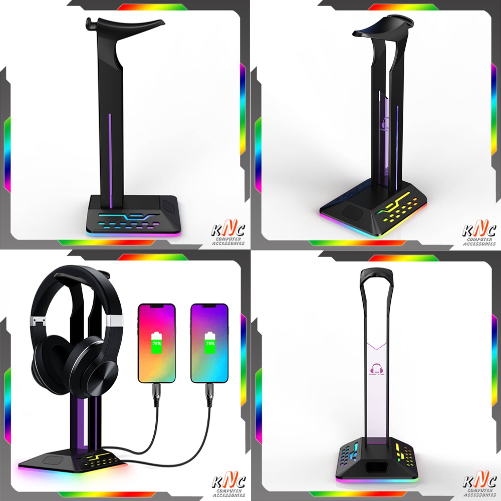 Giá Treo Tai Nghe Gaming Model X6 Tích Hợp Đèn Led RGB Chuyển Màu Có Cổng USB 3.5 Mở Rộng - Hàng Fullbox
