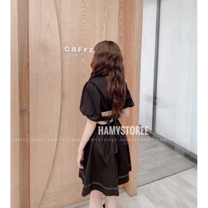 ENNY DRESS - ĐẦM ĐEN XOÈ CUT OUT LƯNG
