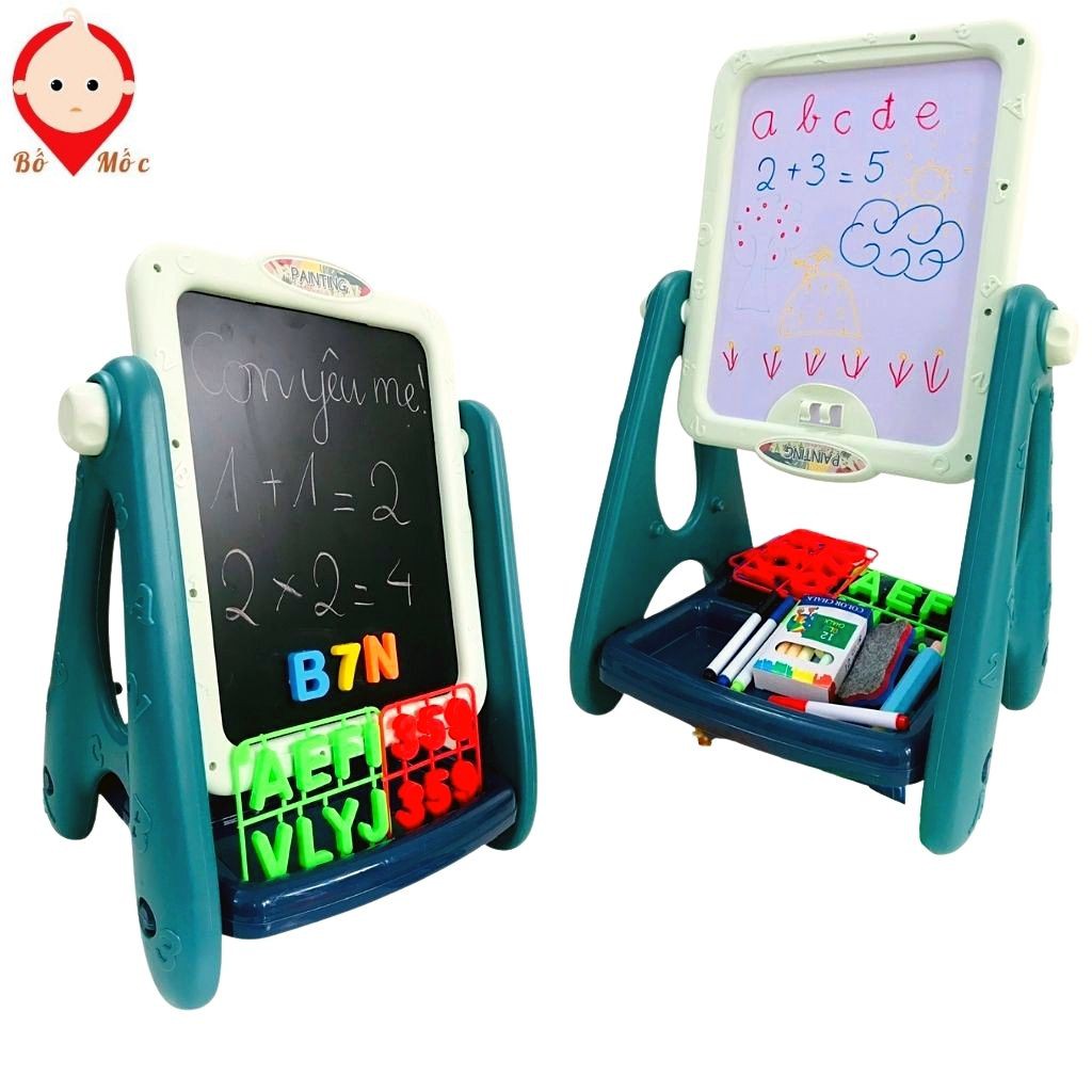 Bảng Vẽ Viết Thông Minh Hai Mặt Tặng Kèm Chữ Số Và Chữ Cái Giúp Bé Tư Duy Phát Triển Não Bộ - Shop Bố Mốc