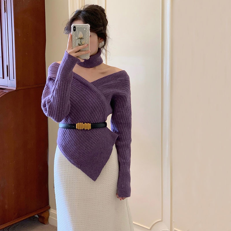 COZOK Áo sweater Dáng Ôm Phong Cách Thời Trang Retro