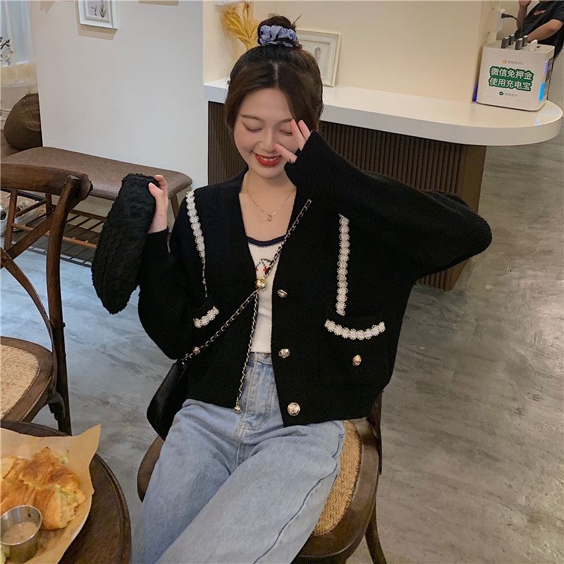 Áo Cardigan Dệt Kim Tay Dài Cổ Chữ V Dễ Phối Đồ Thời Trang Cho Nữ