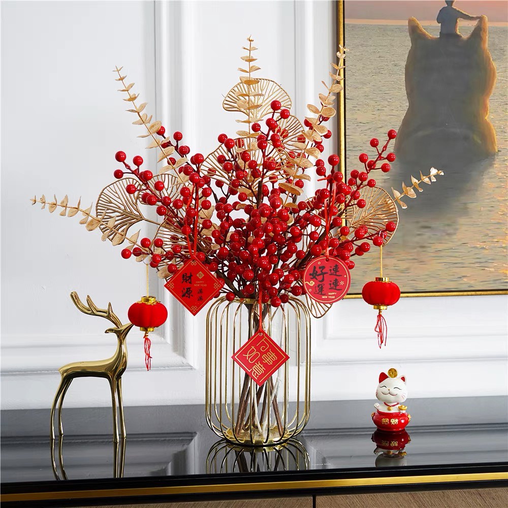 Cành Đào Đông Đỏ Trang Trí Lễ Tết Siêu Đẹp - bán lẻ 1 cây