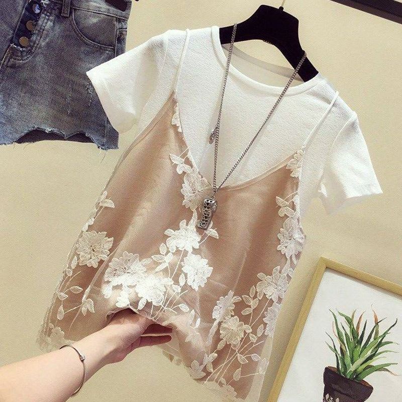 2022 summer fashion new large size women's fat mm love machine top covering stomach and hiding meat age reduction suit two-piece set