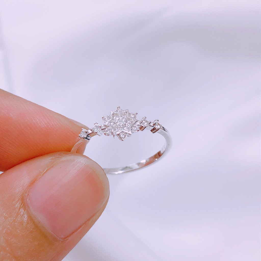 Nhẫn bạc nữ hình hoa tuyết gắn đá nhỏ ảnh chụp thật kèm video - Bạc BiBi