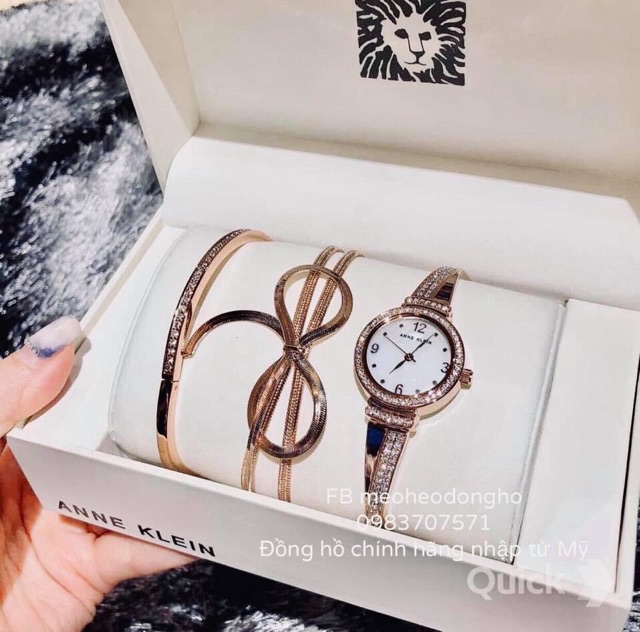 (Auth) ĐỒNG HỒ NỮ ANNE KLEIN ROSE GOLD SWAROVSKI