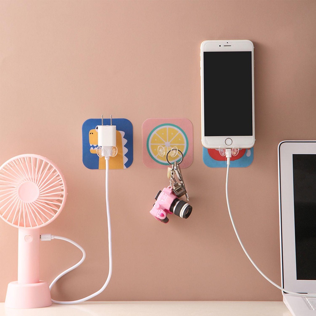 Giá Đỡ Cố Định Dây Cáp Sạc USB Gắn Tường Đa Năng Hình Thú Hoạt Hình