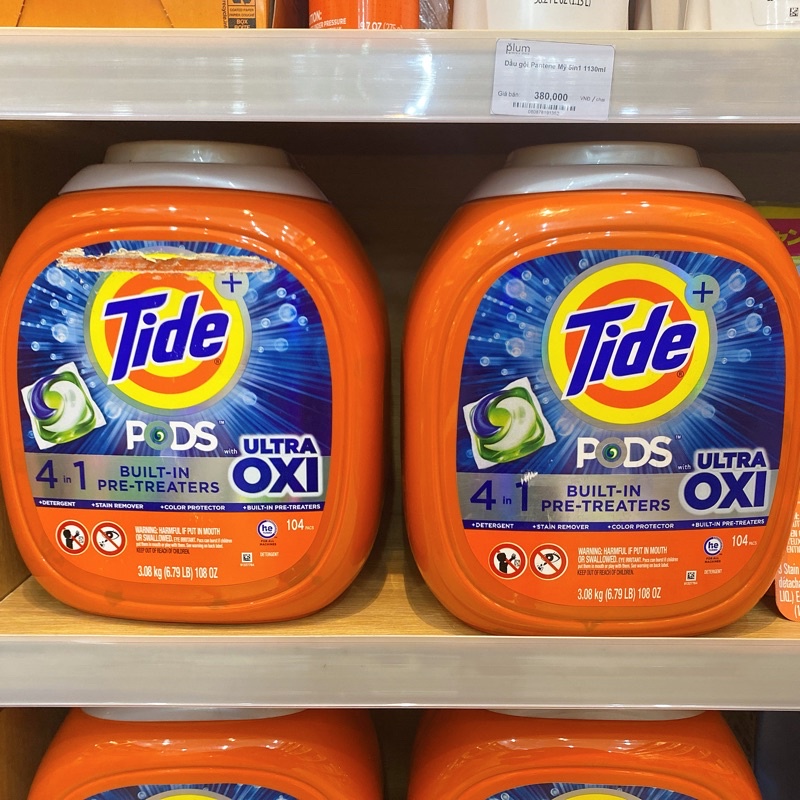 Viên giặt tide Mỹ 4 in 1 hương downy và ultra oxi 104 viên