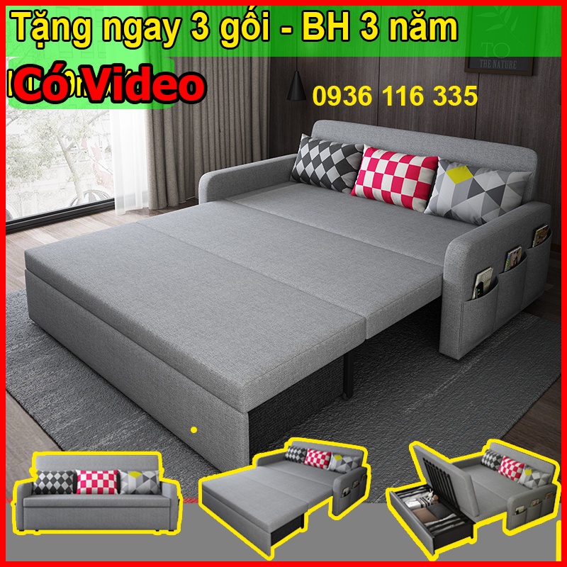 Sofa Giường cao cấp khung thép có ngăn chứa đồ, giường sofa thông minh đa năng gấp xếp gọn thành ghế sopha nhập khẩu