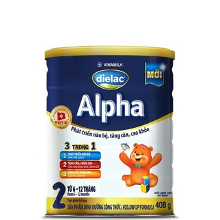 SỮA BỘT VINAMILK DIELAC ALPHA 2 - HỘP THIẾC 400G (DÀNH CHO TRẺ 6-12 THÁNG TUỔI)