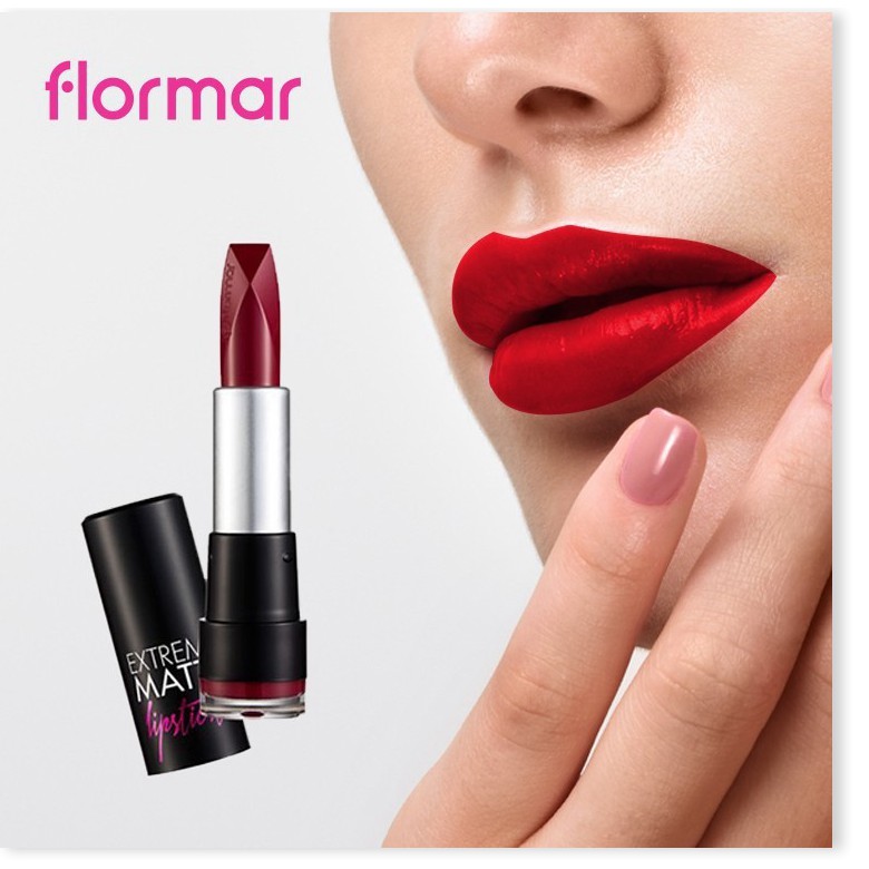 [Mã chiết khấu giảm giá mỹ phẩm chính hãng] Son Môi Lì Flormar Extreme Matte Lipstick Màu 004 Red Carpet