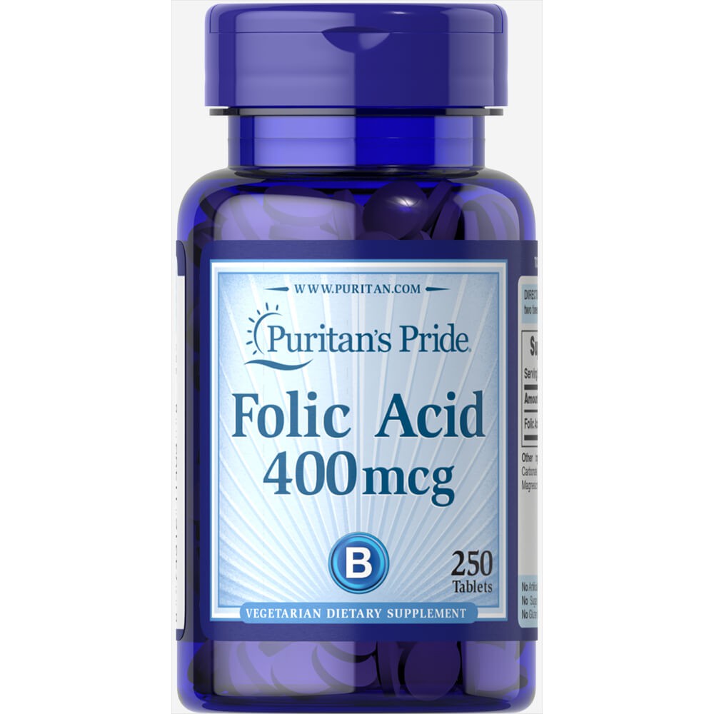 Viên uống ngăn ngừa thiếu máu Puritan's Pride Folic Acid 400mcg (250 viên) HSD: 10/2021