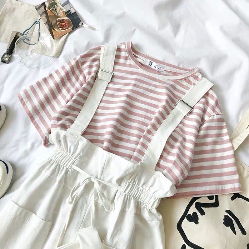 Set áo phông kết hợp quần yếm