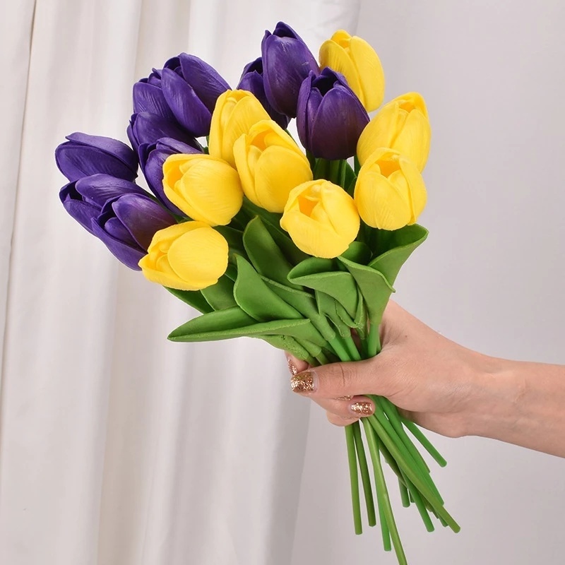 Bộ 10 Bông Tulip Nhân Tạo Trang Trí Tiệc Cưới/Giáng Sinh