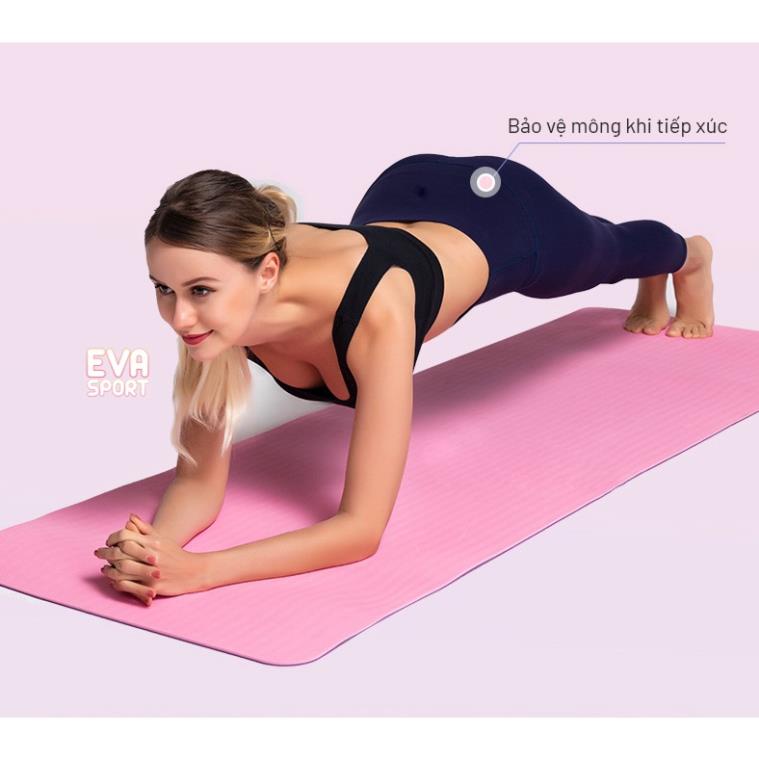 Thảm Tập Yoga Gym Thể Dục Tại Nhà  Chống Trượt 2 Lớp Dày 6mm Chất Liệu Cao Su Non Cao Cấp