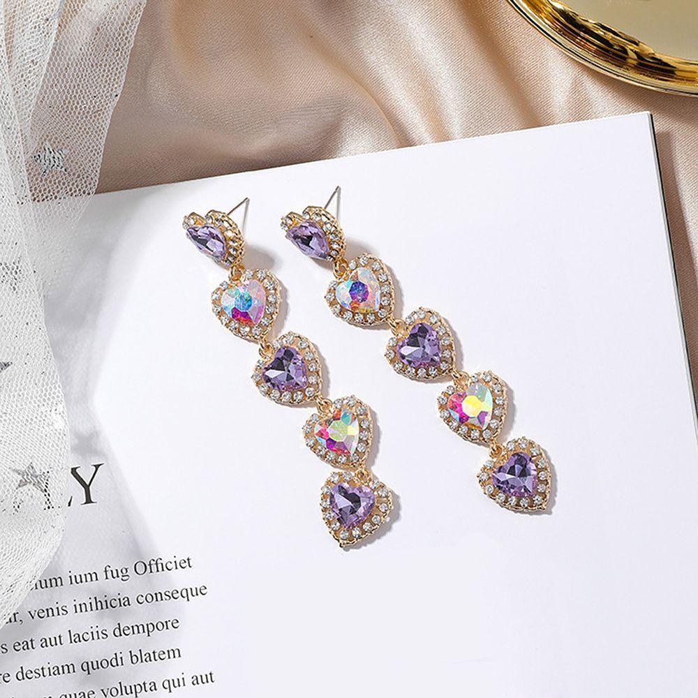 Bông Tai Dáng Dài Hình Trái Tim Xinh Xắn Cho Nữ|Khuyên Tai Lủng Lẳng Hình Học