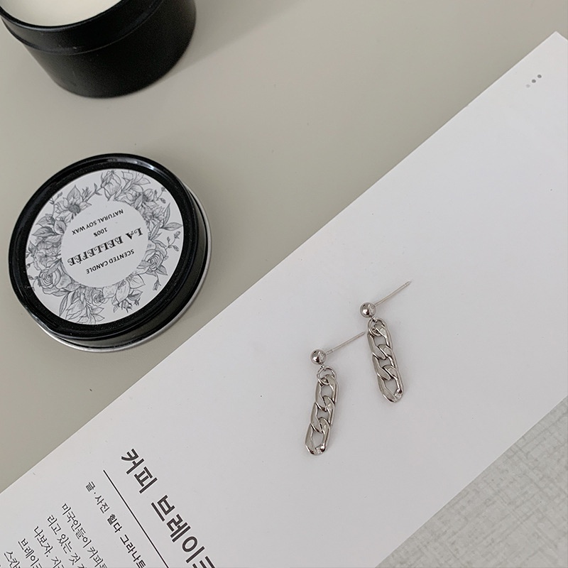 Khuyên Tai Dạng Kẹp Phối Dây Xích Ngắn Đơn Giản Phong Cách Hàn Quốc Thời Trang Cho Nam Và Nữ