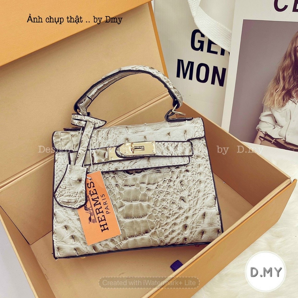 TÚI XÁCH SIZE 22 DA CÁ SẤU VỀ 3 MÀU: ĐEN, HỒNG ,GHI XÁM