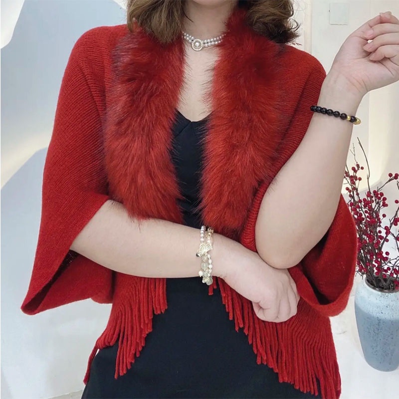 Áo Khoác Dệt Kim Dày Dặn Dáng Rộng Phối Lông Thời Trang Thu Đông Cho Nữ Plus Size