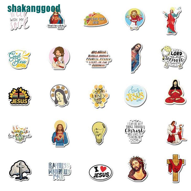 Set 50 Sticker Dán Trang Trí Laptop / Va Li Hình Chúa Jesus