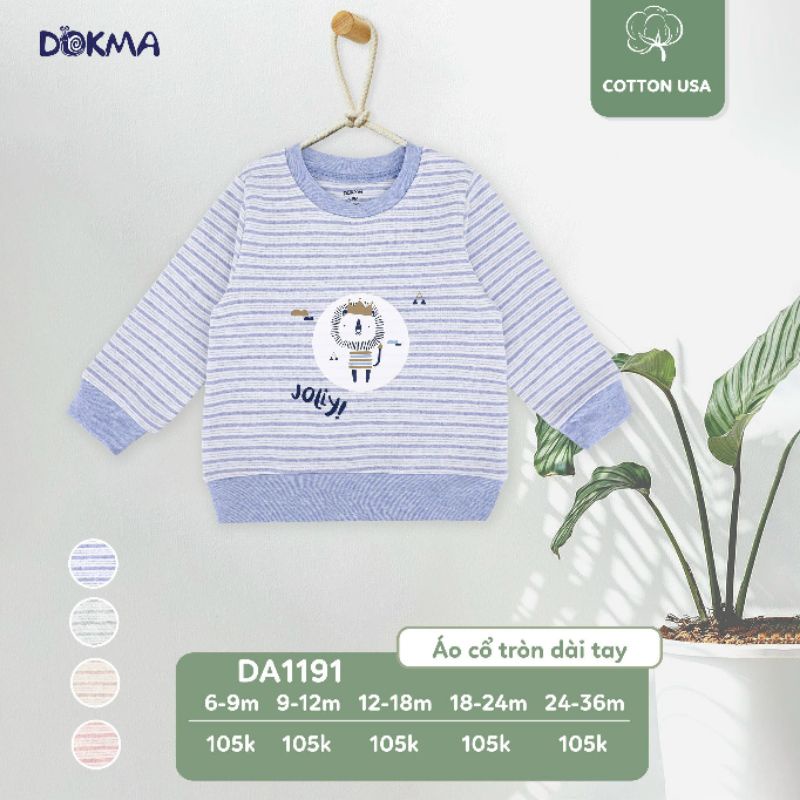 Dokma - Áo nỉ coton kẻ ngang cho bé trai, bé gái từ 6 tháng đến 3 tuổi