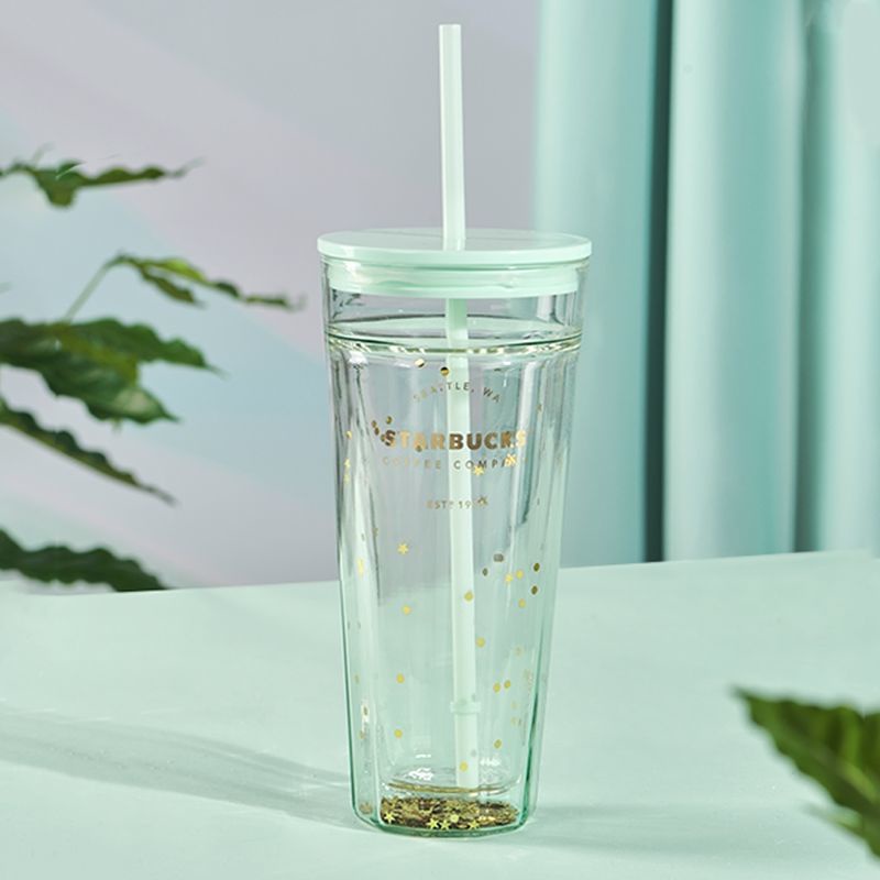Cốc Thủy Tinh Uống Nước Starbucks Cỡ Lớn Có Ống Hút Tiện Dụng