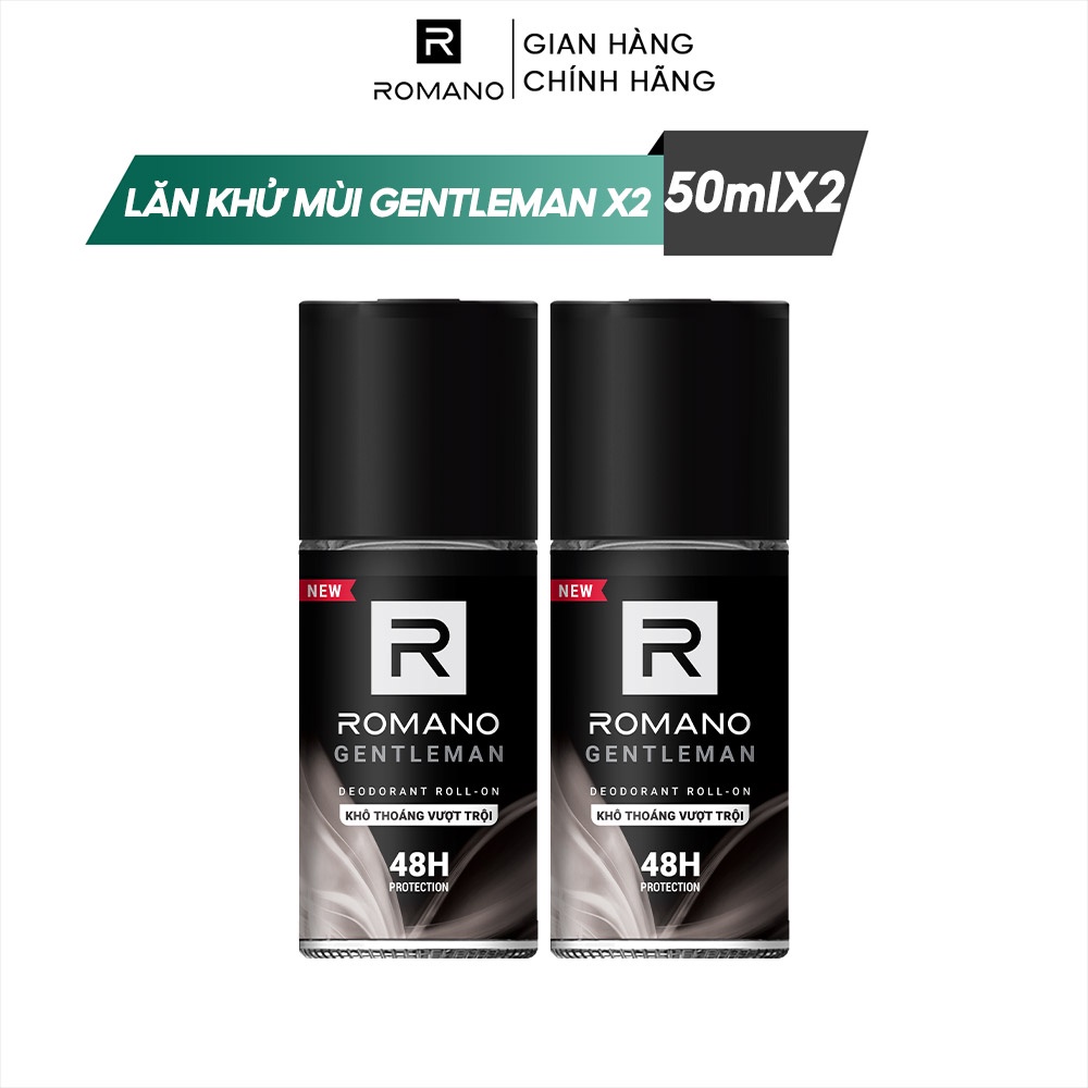 Combo 2 Lăn khử mùi nam Romano kháng khuẩn & khô thoáng cả ngày 50ml/chai