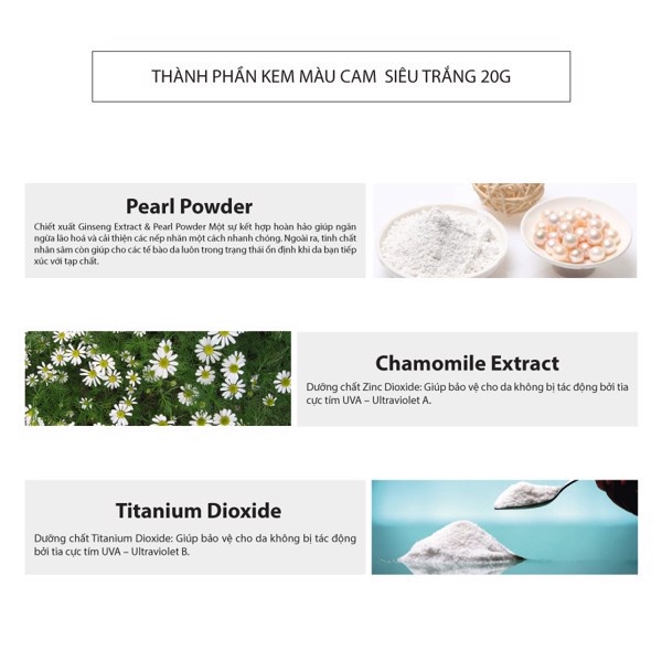 Kem PeiLand màu cam dưỡng da siêu trắng Chống nắng 20g