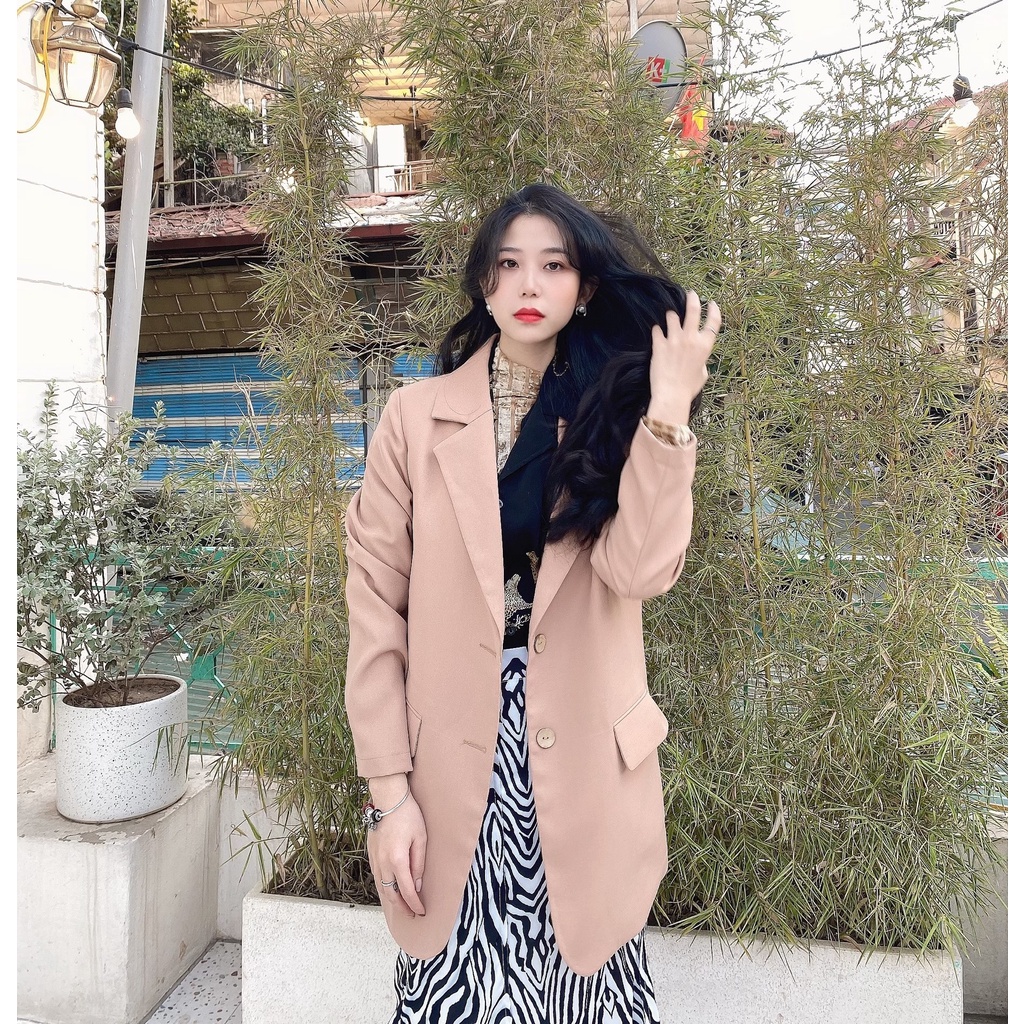 Áo Blazer dáng dài dài tay màu Nâu be NB003 | BigBuy360 - bigbuy360.vn